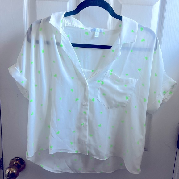 Abound Tops - abound sheer blouse with green hearts
